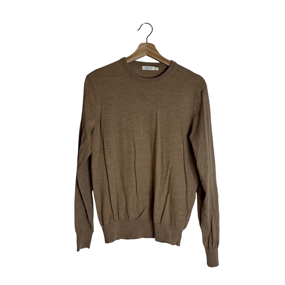 Suitsupply Men's Merino Wool Crewneck Sweater Tan Brown Large